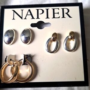 NAPIER EARRINGS, set of 3. NWT